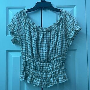 Ruffled brown gingham crop top